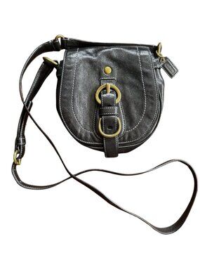 Vintage Coach Legacy Garcia Mini Saddle Crossbody Bag Black Leather Brass